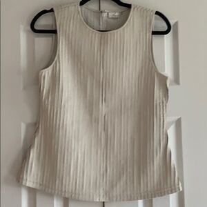 Ecru White Genuine Leather Tank Top